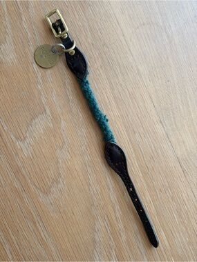 Leather & Braided Rope Collar with Brass Hardware - XS
